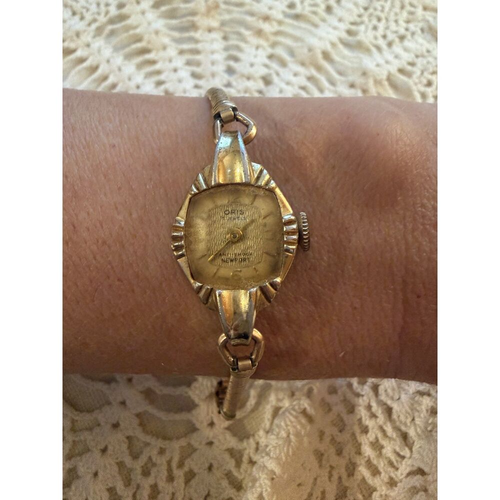 Vintage 1950s Oris Newport Mechanical Watch 12K Gold Filled Finesse Bracelet